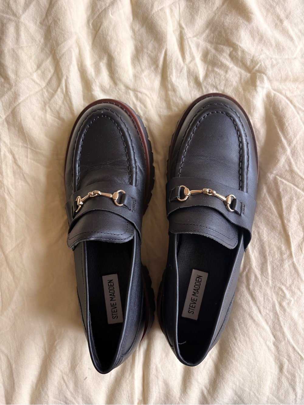 Steve Madden women’s Black Leather Bit Loafers